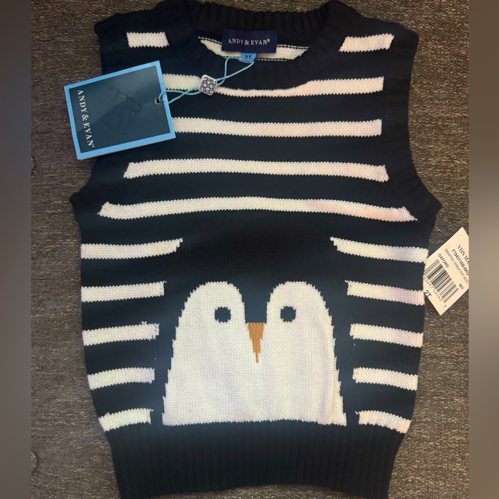 Andy & Evan Black and White Penguin Sweater Vest